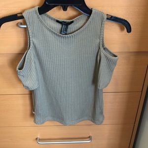 Cropped cold shoulder top